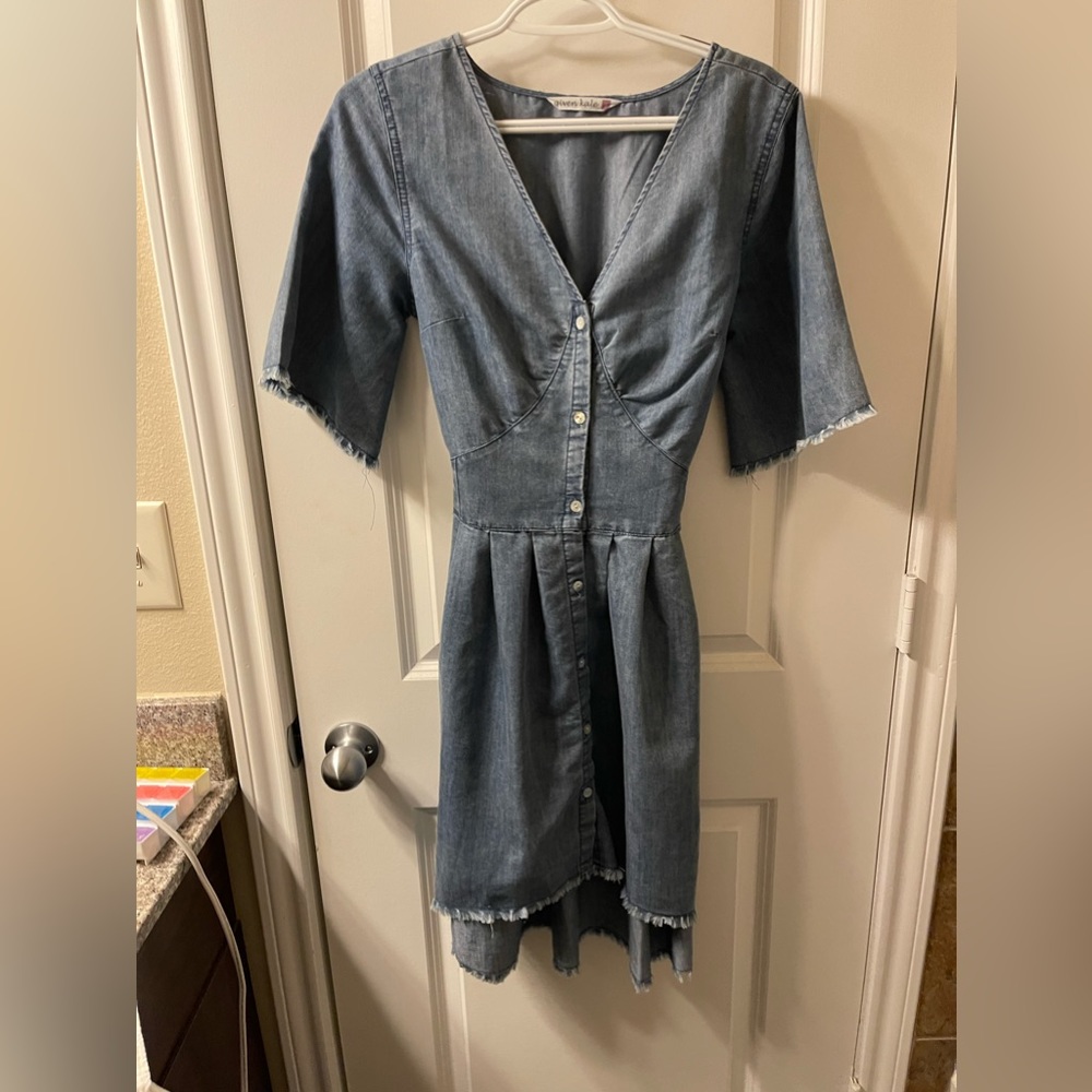 High low denim distressed dress